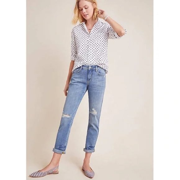 Pilcro Denim - Pilcro Slim Boyfriend Crop Jeans Distressed, Size 28